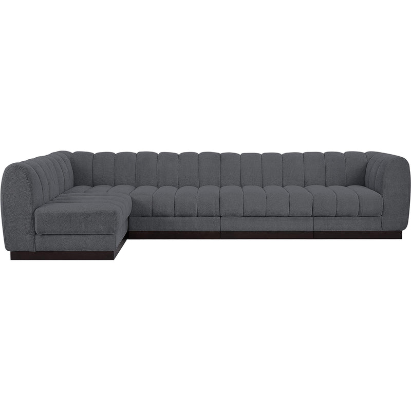 Meridian Quinn Grey Chenille Fabric Modular Sectional IMAGE 4
