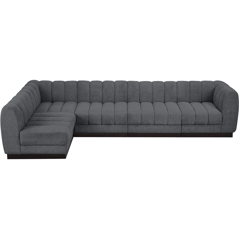 Meridian Quinn Grey Chenille Fabric Modular Sectional IMAGE 5