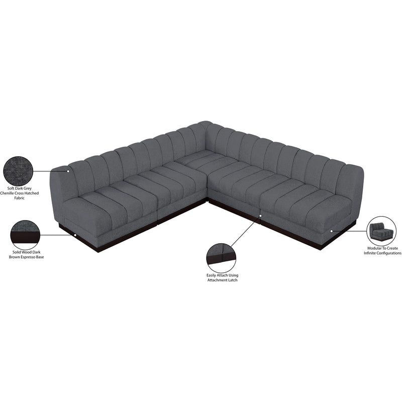 Meridian Quinn Grey Chenille Fabric Modular Sectional IMAGE 13