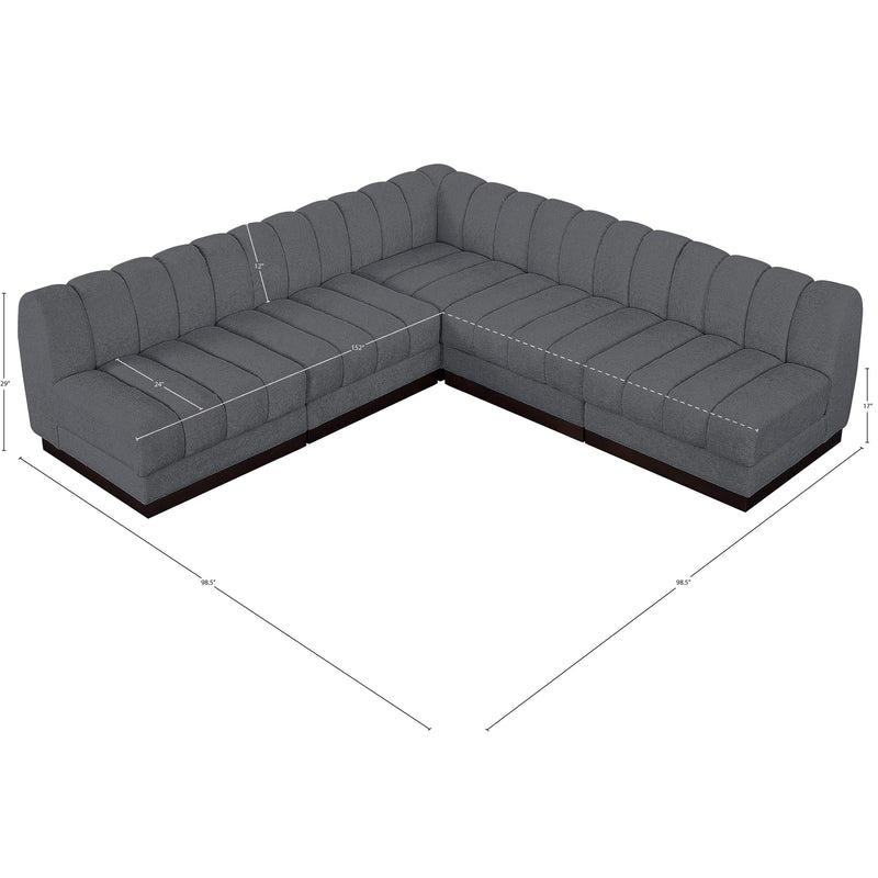 Meridian Quinn Grey Chenille Fabric Modular Sectional IMAGE 14
