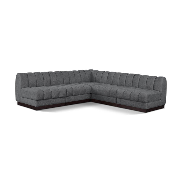 Meridian Quinn Grey Chenille Fabric Modular Sectional IMAGE 1