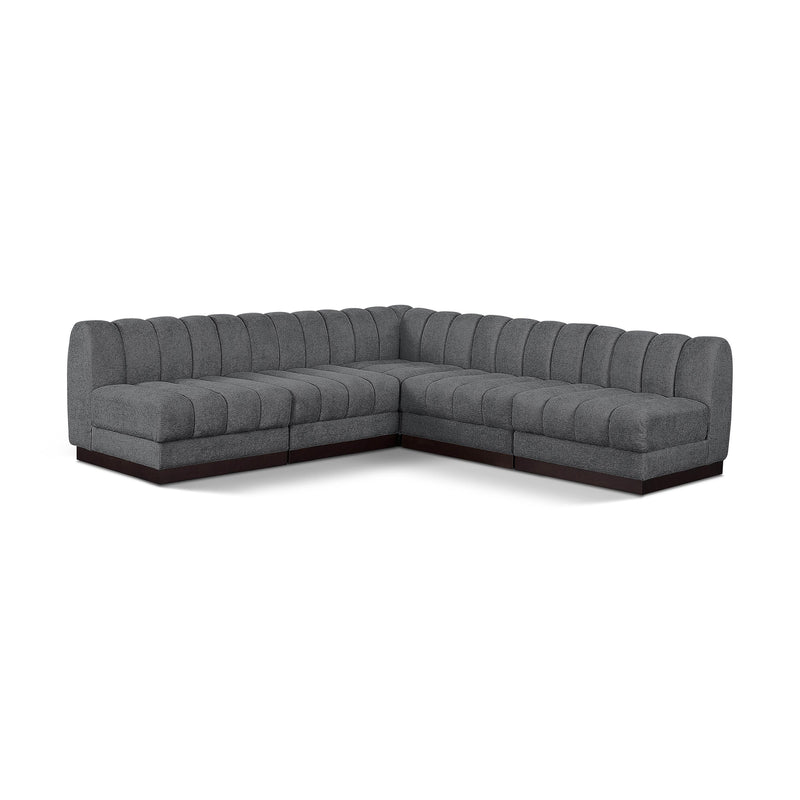Meridian Quinn Grey Chenille Fabric Modular Sectional IMAGE 1