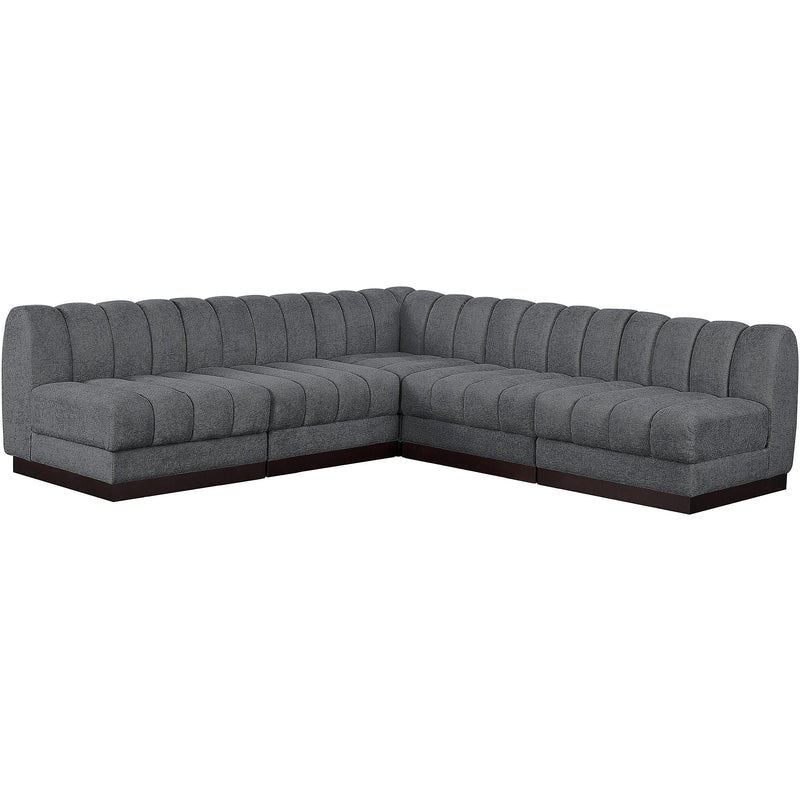 Meridian Quinn Grey Chenille Fabric Modular Sectional IMAGE 4