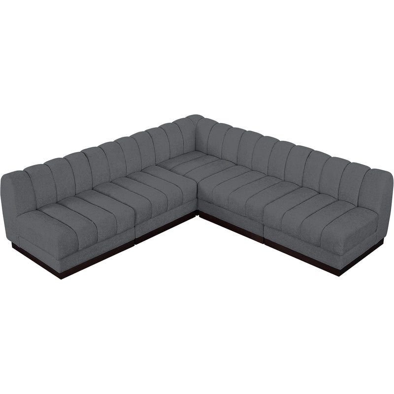 Meridian Quinn Grey Chenille Fabric Modular Sectional IMAGE 5