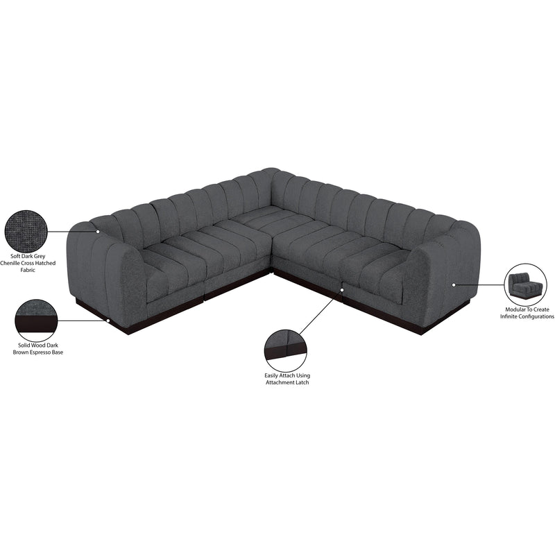 Meridian Quinn Grey Chenille Fabric Modular Sectional IMAGE 14