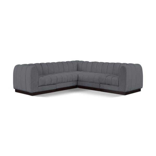 Meridian Quinn Grey Chenille Fabric Modular Sectional IMAGE 1