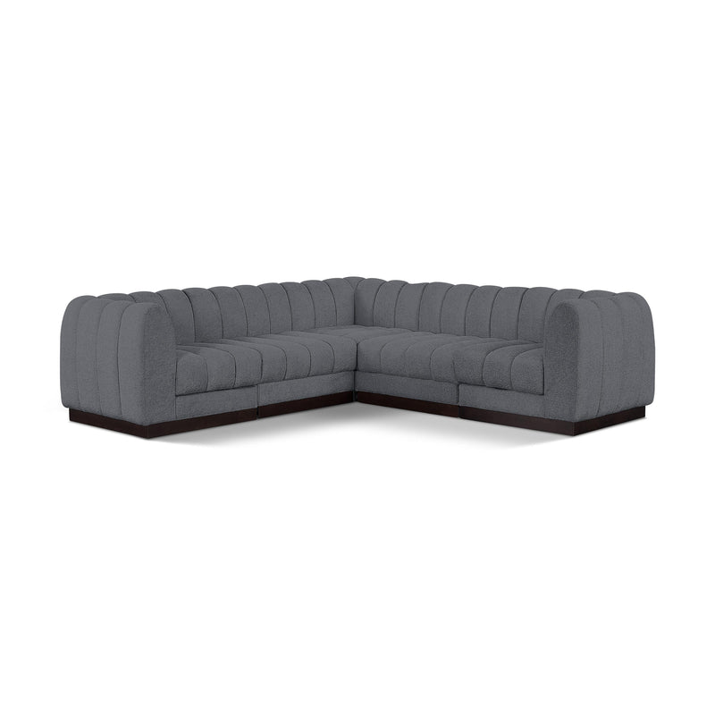Meridian Quinn Grey Chenille Fabric Modular Sectional IMAGE 1