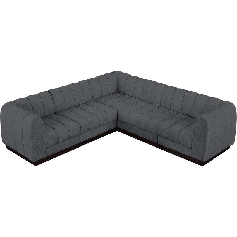 Meridian Quinn Grey Chenille Fabric Modular Sectional IMAGE 5