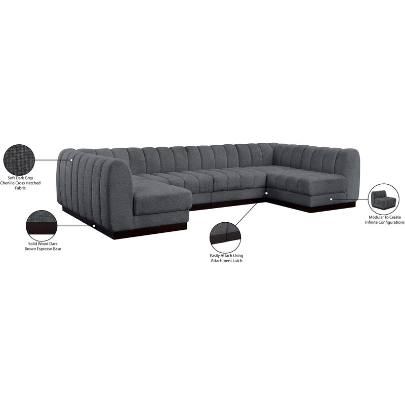 Meridian Quinn Grey Chenille Fabric Modular Sectional IMAGE 19