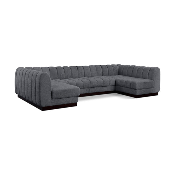 Meridian Quinn Grey Chenille Fabric Modular Sectional IMAGE 1