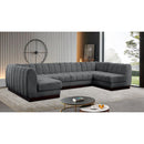 Meridian Quinn Grey Chenille Fabric Modular Sectional IMAGE 2