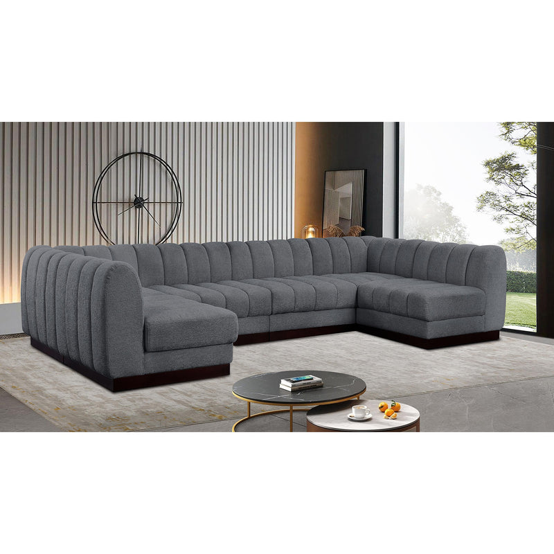 Meridian Quinn Grey Chenille Fabric Modular Sectional IMAGE 2