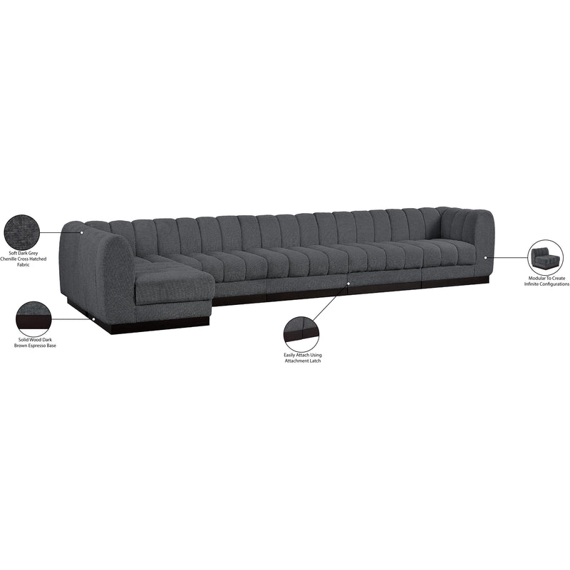 Meridian Quinn Grey Chenille Fabric Modular Sectional IMAGE 19