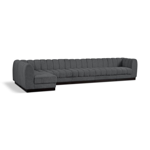 Meridian Quinn Grey Chenille Fabric Modular Sectional IMAGE 1