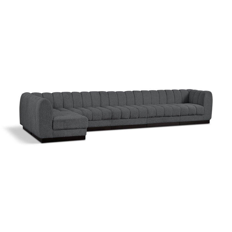 Meridian Quinn Grey Chenille Fabric Modular Sectional IMAGE 1