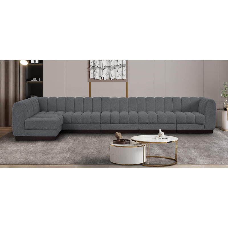 Meridian Quinn Grey Chenille Fabric Modular Sectional IMAGE 2