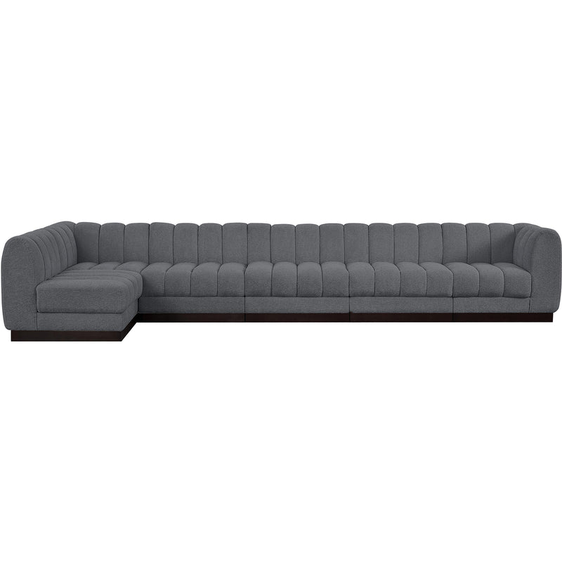 Meridian Quinn Grey Chenille Fabric Modular Sectional IMAGE 4