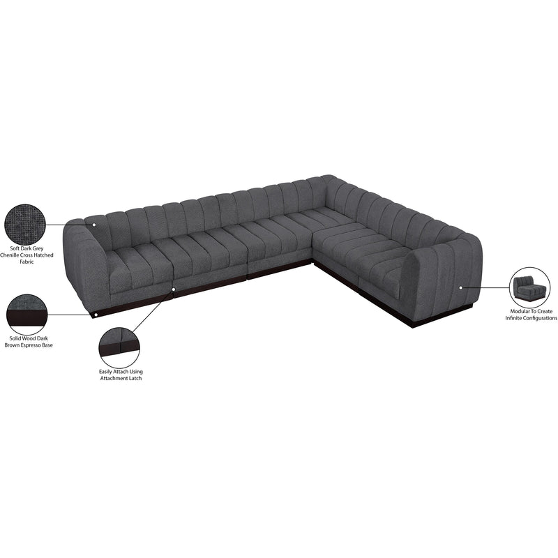 Meridian Quinn Grey Chenille Fabric Modular Sectional IMAGE 14