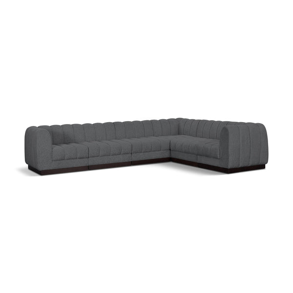 Meridian Quinn Grey Chenille Fabric Modular Sectional IMAGE 1