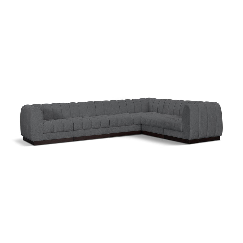 Meridian Quinn Grey Chenille Fabric Modular Sectional IMAGE 1