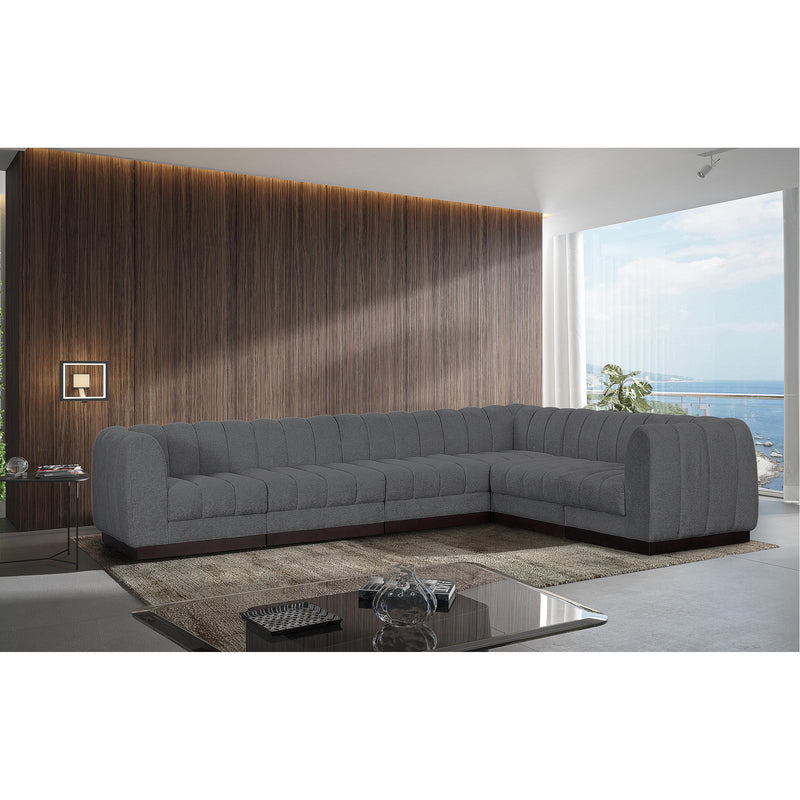 Meridian Quinn Grey Chenille Fabric Modular Sectional IMAGE 2