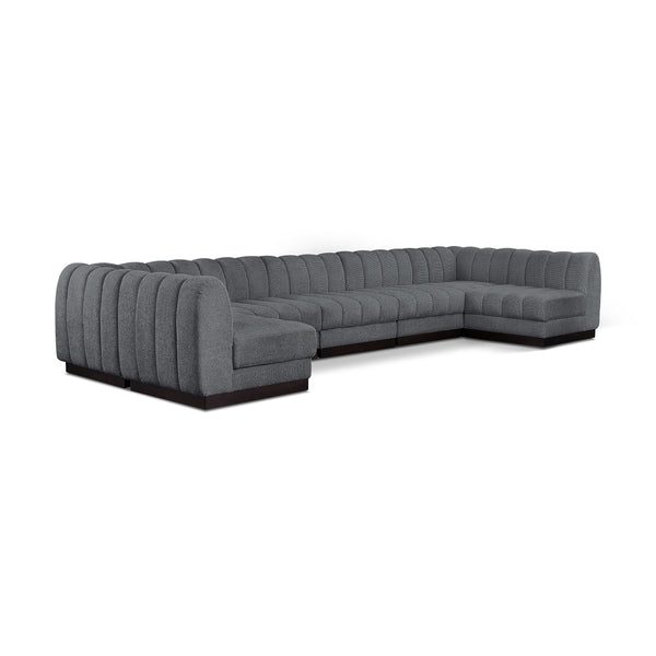 Meridian Quinn Grey Chenille Fabric Modular Sectional IMAGE 1