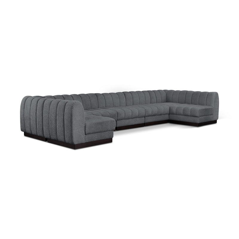 Meridian Quinn Grey Chenille Fabric Modular Sectional IMAGE 1