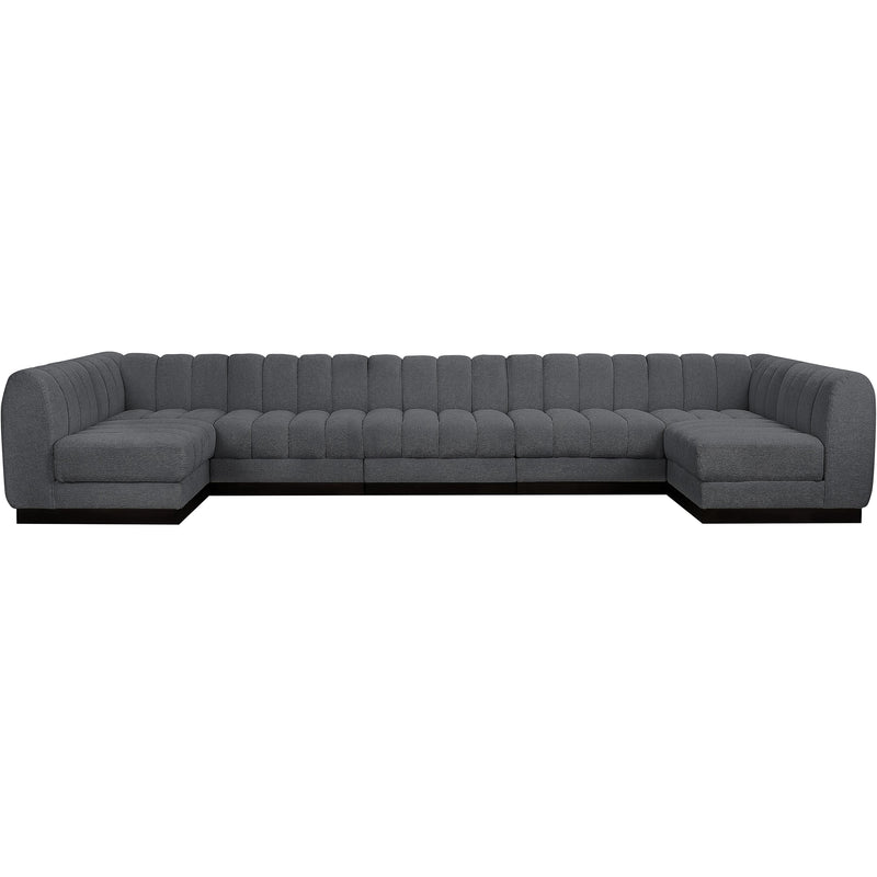 Meridian Quinn Grey Chenille Fabric Modular Sectional IMAGE 4
