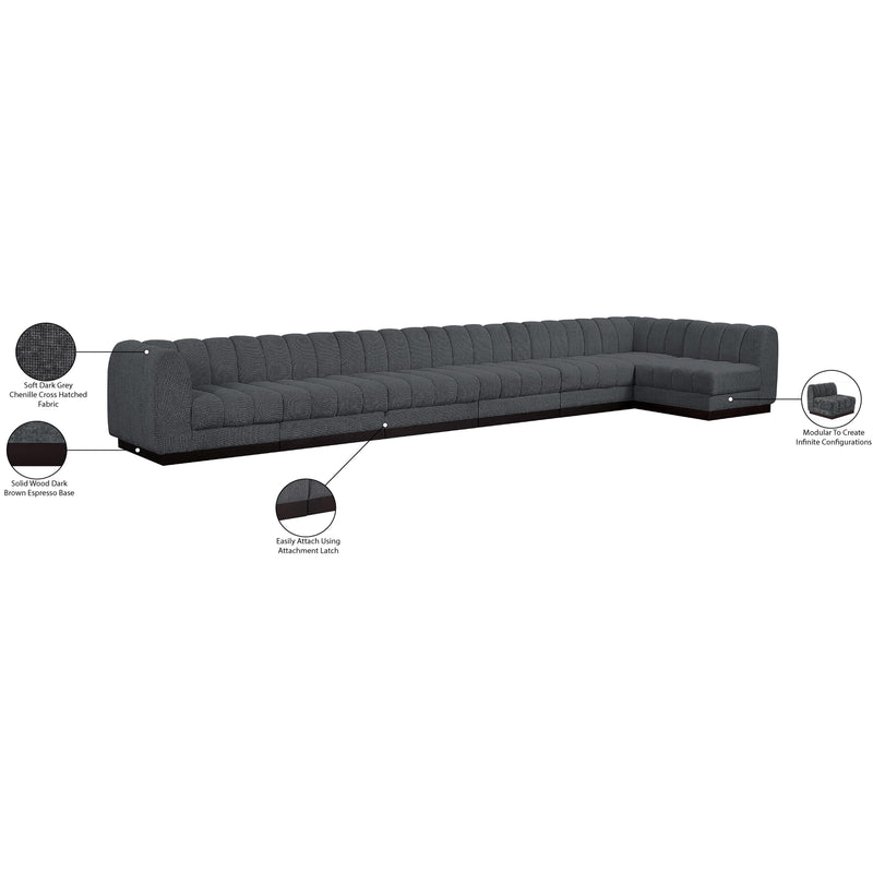 Meridian Quinn Grey Chenille Fabric Modular Sectional IMAGE 17