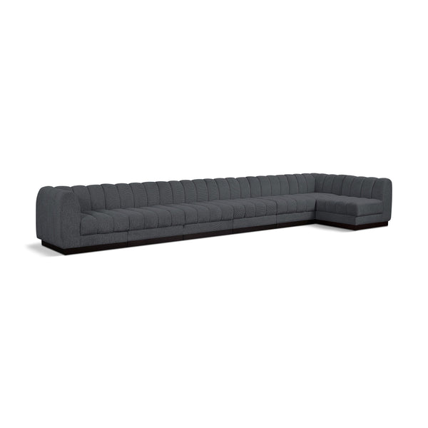 Meridian Quinn Grey Chenille Fabric Modular Sectional IMAGE 1