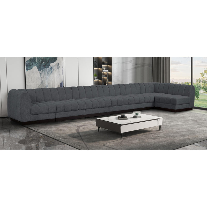 Meridian Quinn Grey Chenille Fabric Modular Sectional IMAGE 2