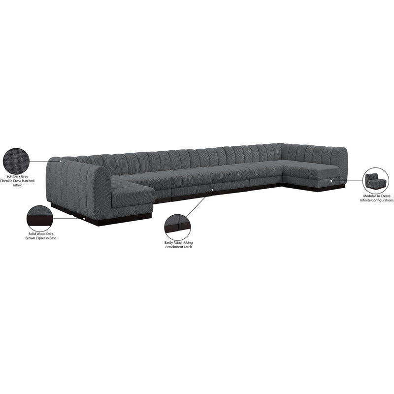 Meridian Quinn Grey Chenille Fabric Modular Sectional IMAGE 19