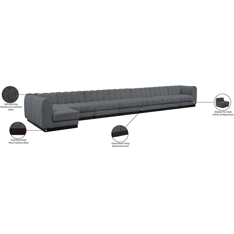 Meridian Quinn Grey Chenille Fabric Modular Sectional IMAGE 17