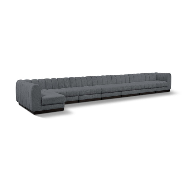 Meridian Quinn Grey Chenille Fabric Modular Sectional IMAGE 1