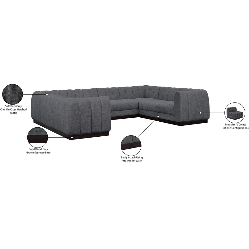 Meridian Quinn Grey Chenille Fabric Modular Sectional IMAGE 15