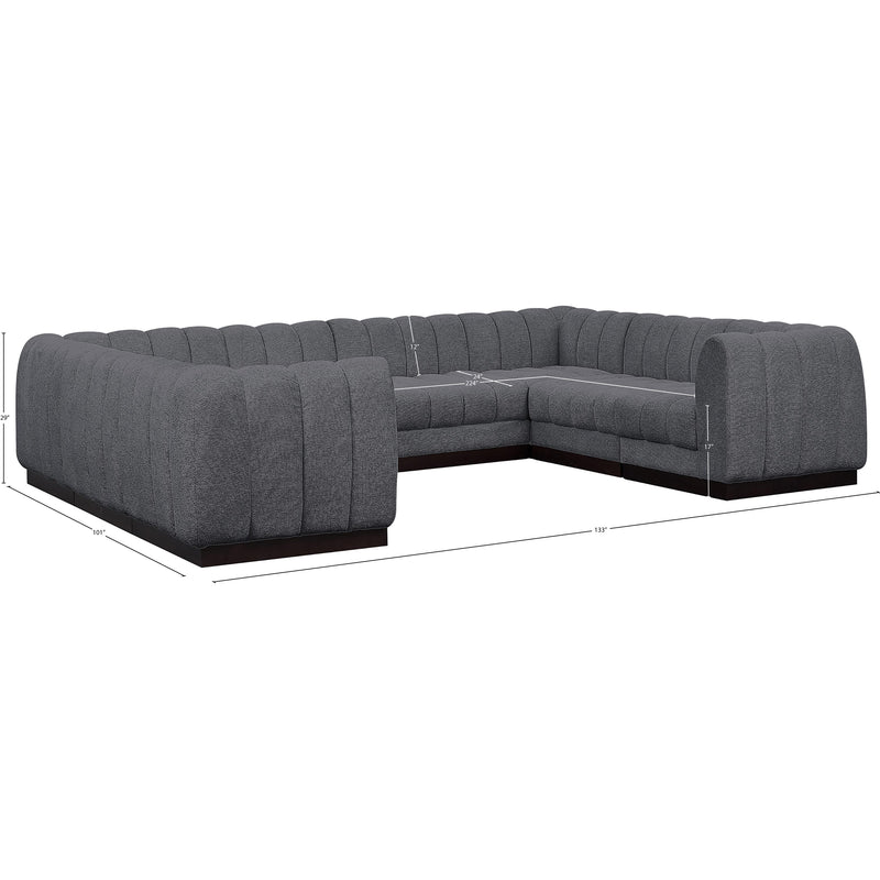 Meridian Quinn Grey Chenille Fabric Modular Sectional IMAGE 16