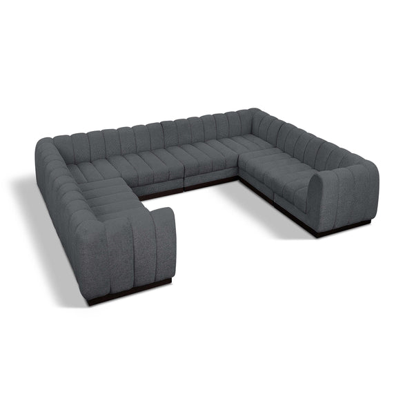 Meridian Quinn Grey Chenille Fabric Modular Sectional IMAGE 1