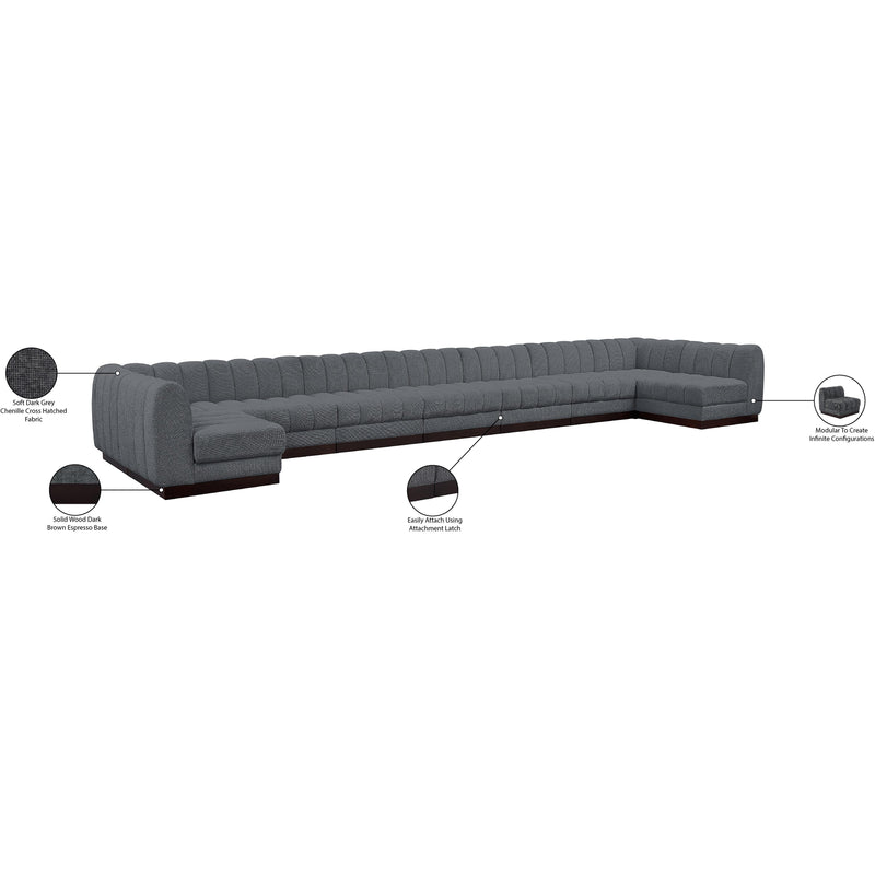 Meridian Quinn Grey Chenille Fabric Modular Sectional IMAGE 17