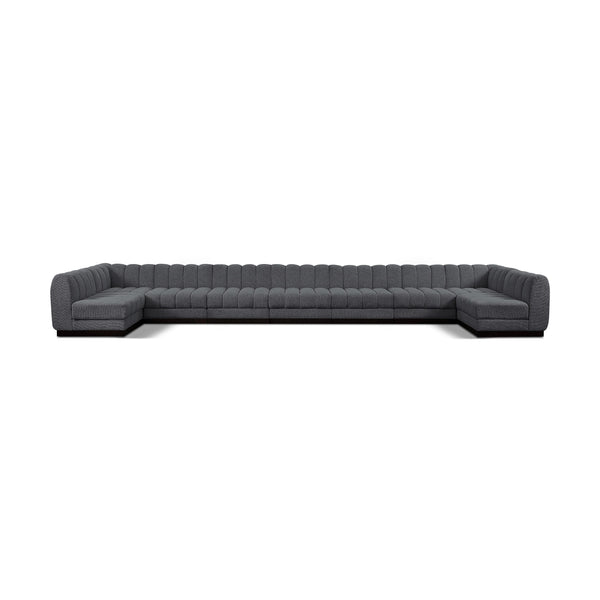 Meridian Quinn Grey Chenille Fabric Modular Sectional IMAGE 1