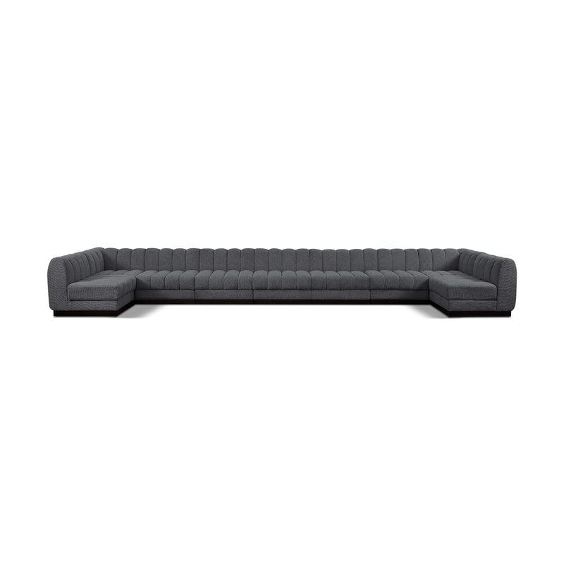 Meridian Quinn Grey Chenille Fabric Modular Sectional IMAGE 1