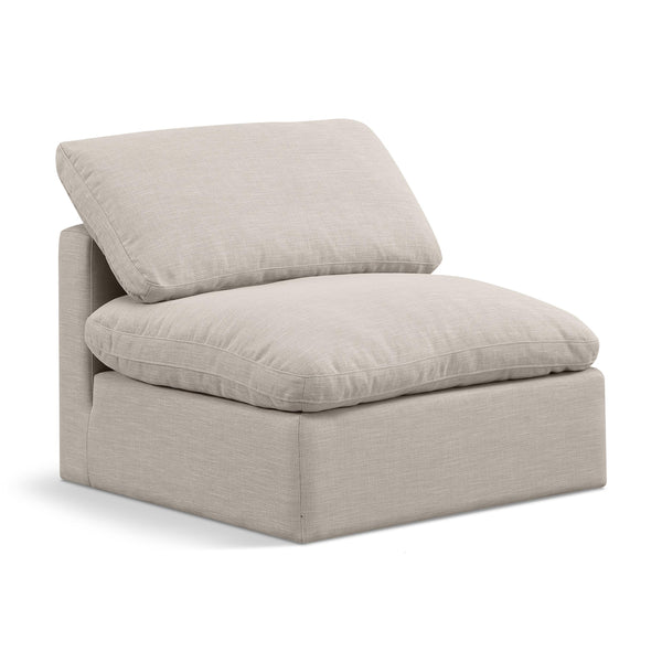 Meridian Indulge Beige Linen Textured Fabric Armless Chair IMAGE 1