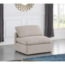 Meridian Indulge Beige Linen Textured Fabric Armless Chair IMAGE 2