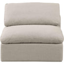 Meridian Indulge Beige Linen Textured Fabric Armless Chair IMAGE 4