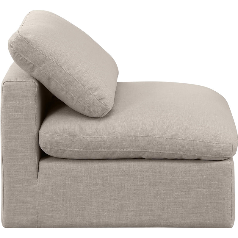 Meridian Indulge Beige Linen Textured Fabric Armless Chair IMAGE 5