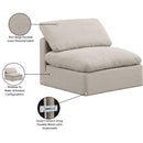Meridian Indulge Beige Linen Textured Fabric Armless Chair IMAGE 8