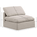 Meridian Indulge Beige Linen Textured Fabric Armless Chair IMAGE 9