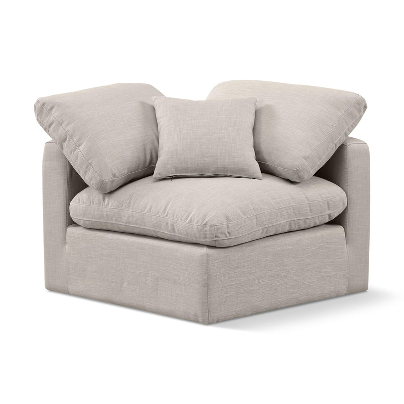 Meridian Indulge Beige Linen Textured Fabric Corner Chair IMAGE 1