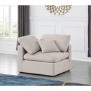 Meridian Indulge Beige Linen Textured Fabric Corner Chair IMAGE 2