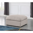 Meridian Indulge Beige Linen Textured Fabric Ottoman IMAGE 2