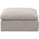 Meridian Indulge Beige Linen Textured Fabric Ottoman IMAGE 3